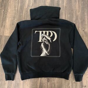 Taylor Swift TTPD The Tortured Poets Department Oversized Black Hoodie Graphic L